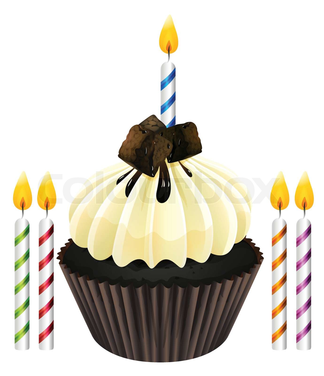 cupcake and candles Stock vector Colourbox