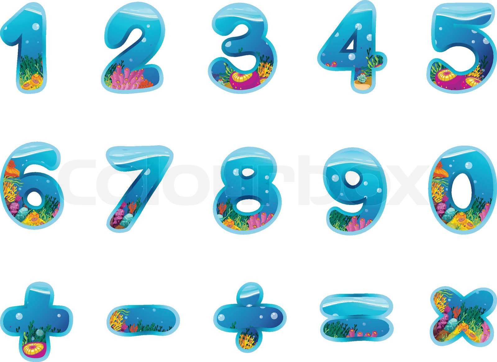 Zahlen und Zeichen StockVektor Colourbox