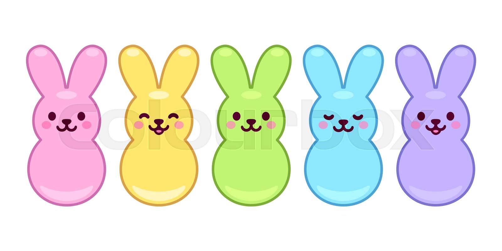 Cute marshmallow bunnies set | Stock vector | Colourbox