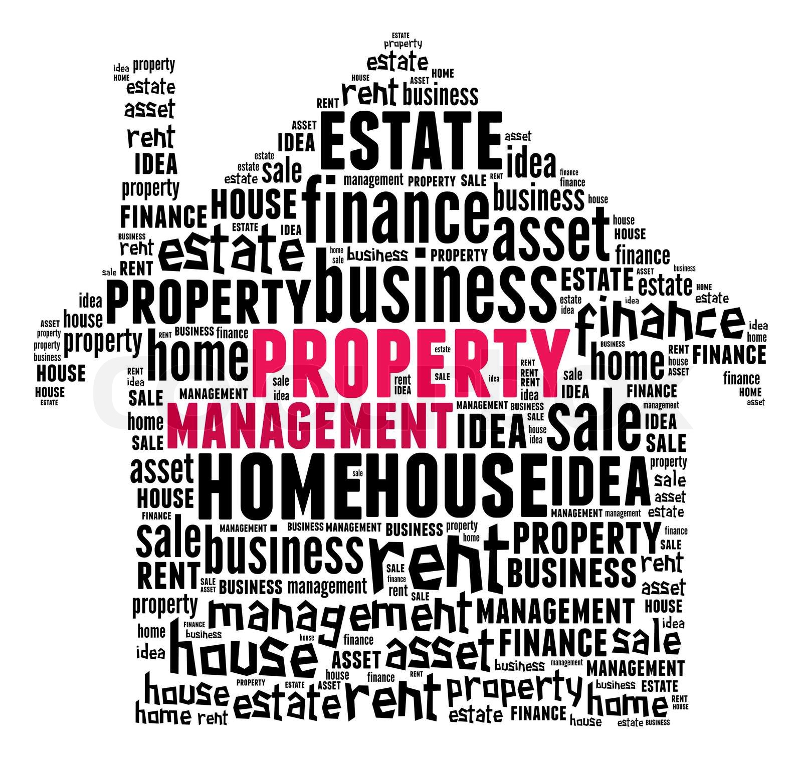 Property Management In Word Collage Composed In House Shape Stock Property Management In Word Collage Composed In House Shape Stock