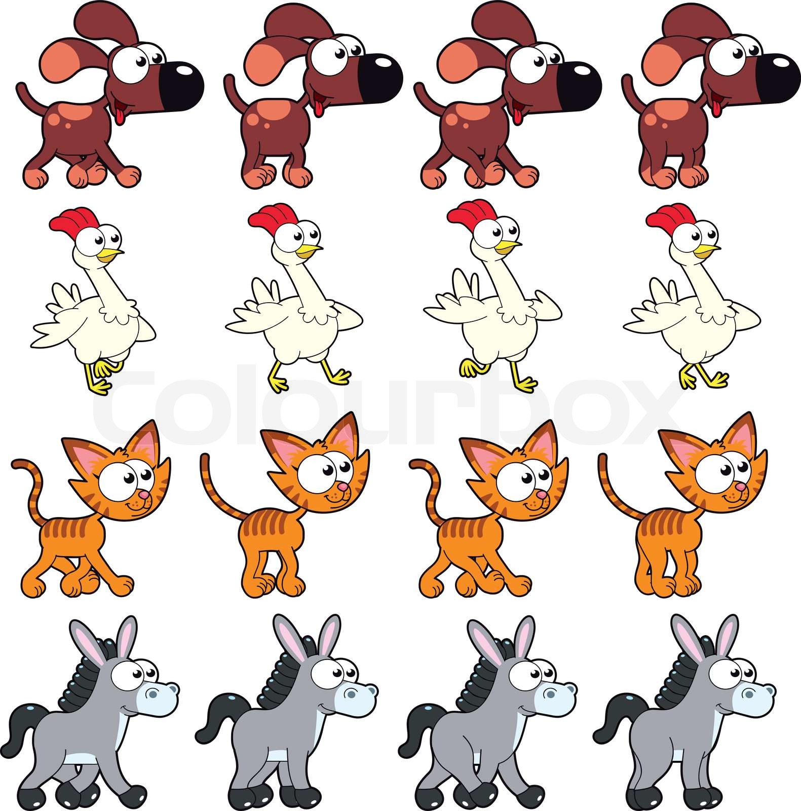 Animal Walking animations . Stock vector Colourbox