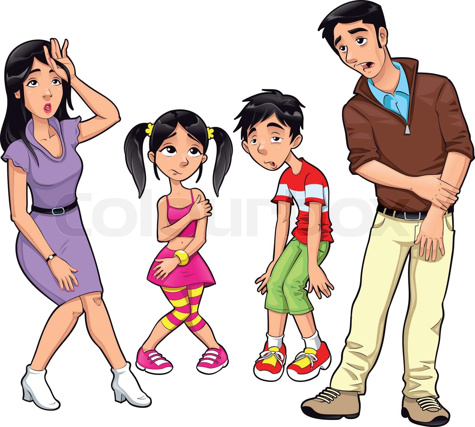 Kranke Familie Stock Vektor Colourbox