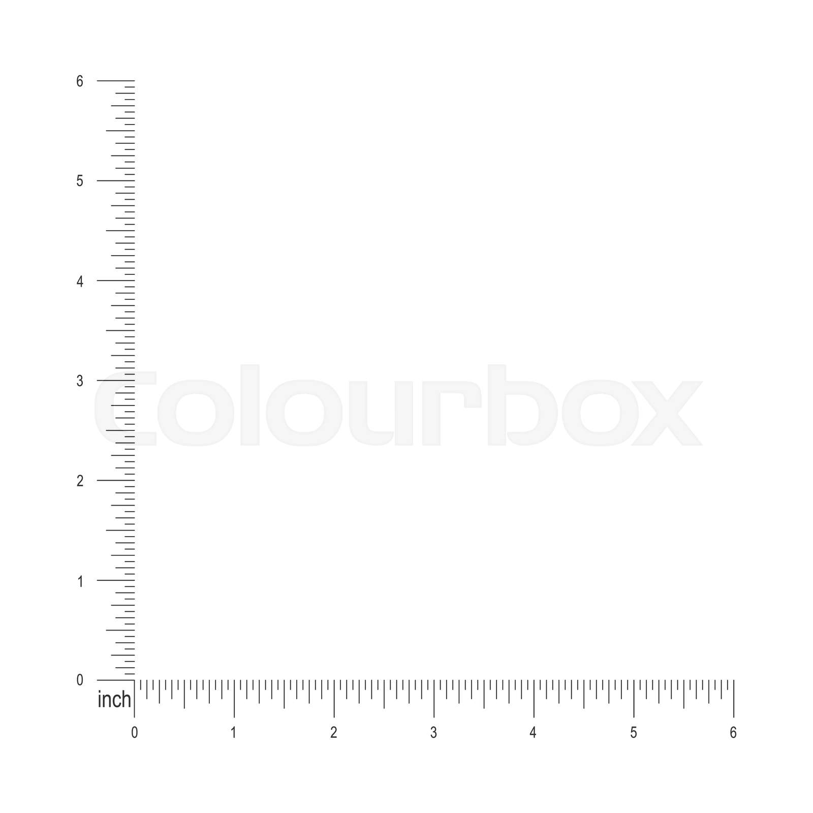 6 inch corner ruler scale. Measuring tool template with vertical and ...