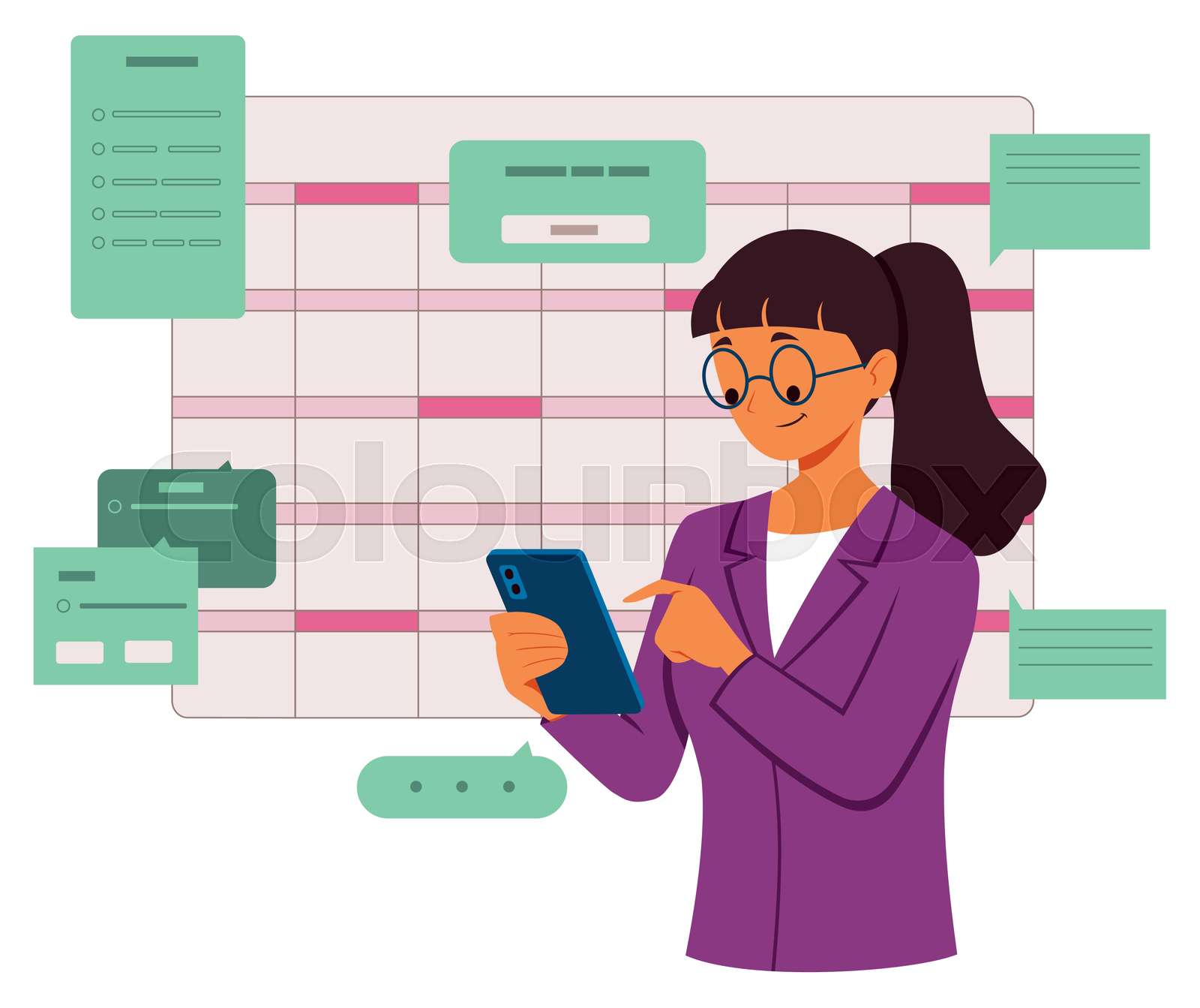 Business Woman Planning Calendar Stock vector Colourbox