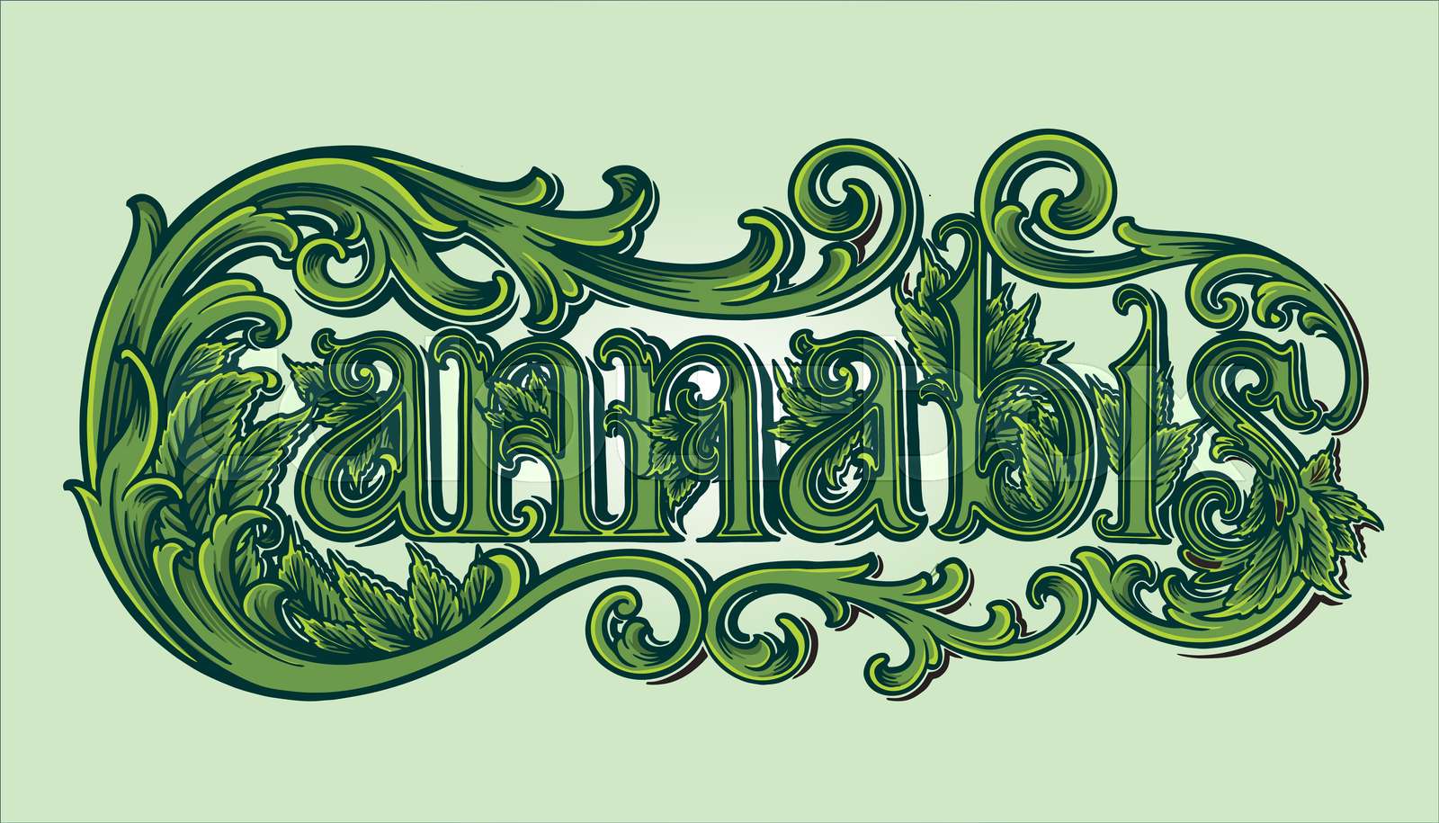 Classic luxury cannabis word lettering Stock vector Colourbox