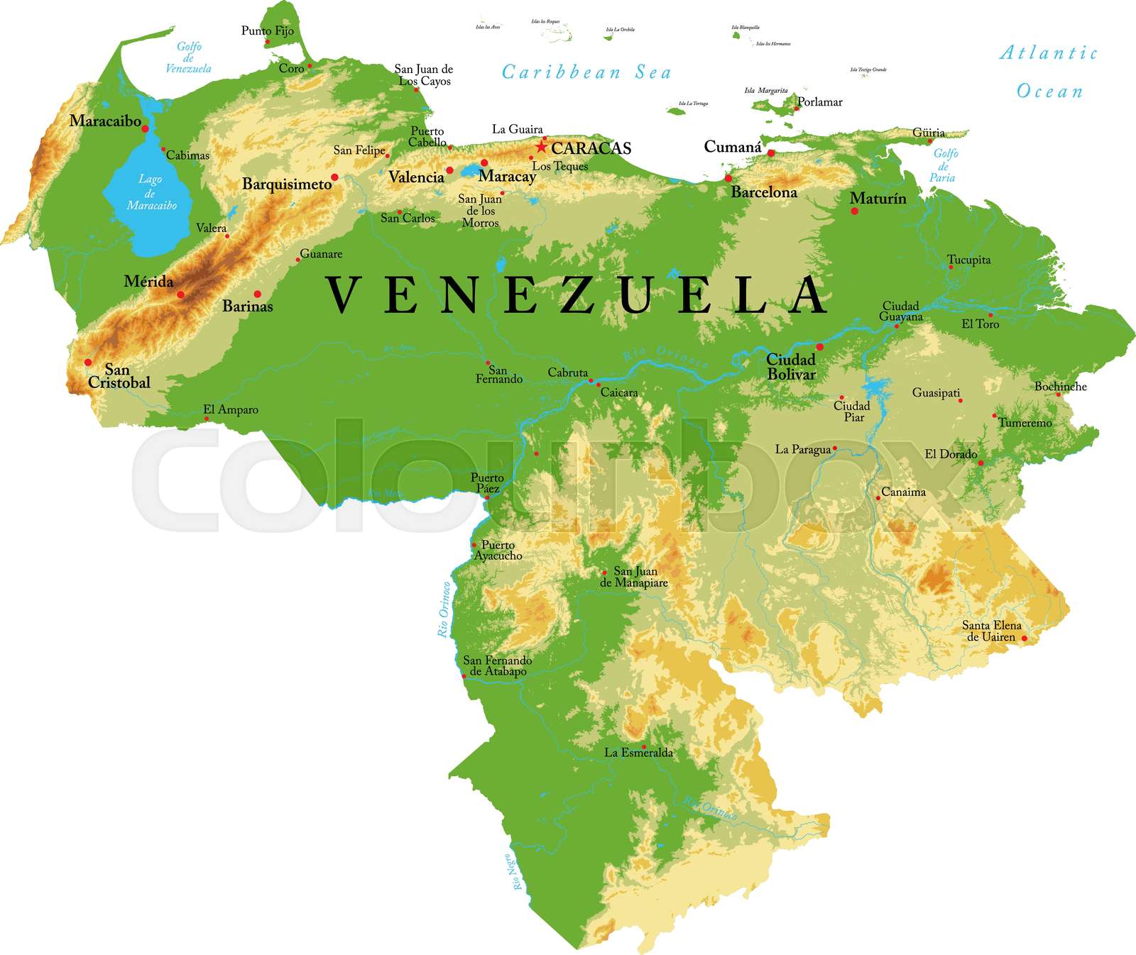 Venezuela Physical Map