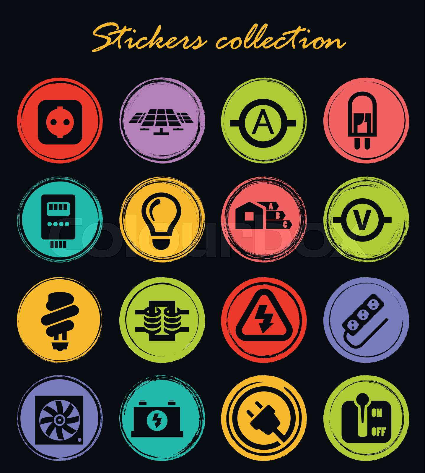 Electricity icon set | Stock vector | Colourbox