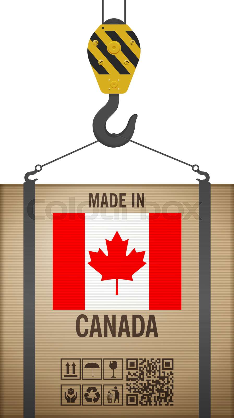 Hooked cardboard box made in Canada Stock vector Colourbox