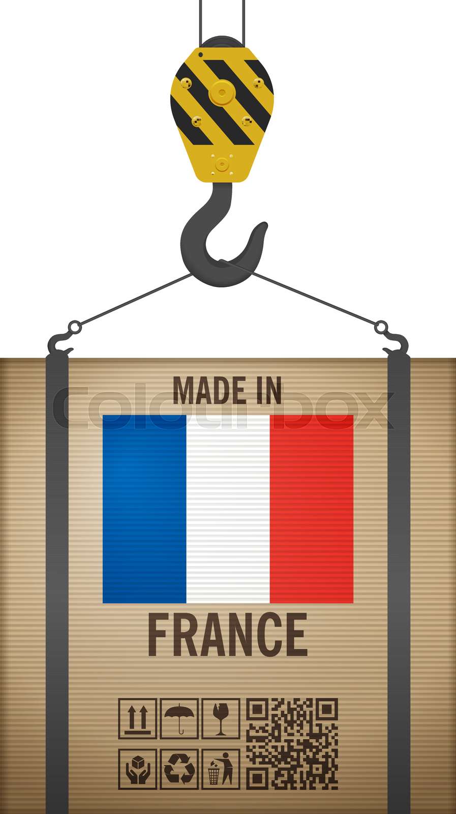 Hooked cardboard box made in France Stock vector Colourbox