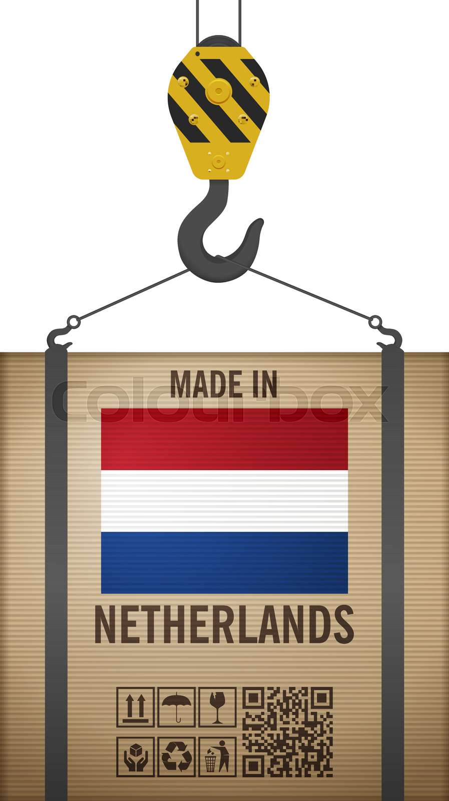 Hooked cardboard box made in Netherlands Stock vector Colourbox
