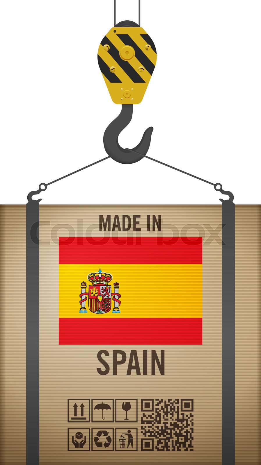 Hooked cardboard box made in Spain Stock vector Colourbox