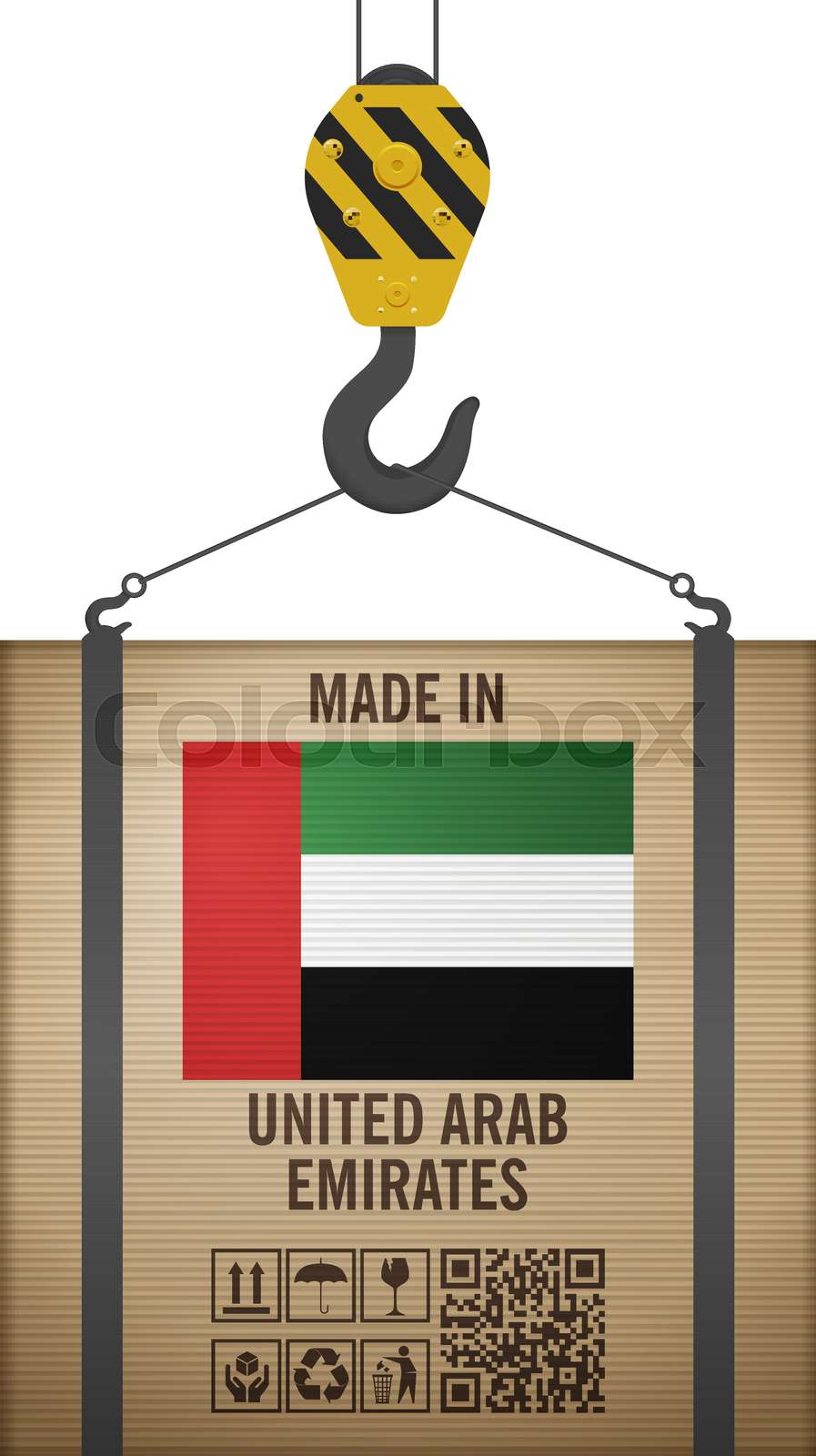 Hooked cardboard box made in UAE Stock vector Colourbox