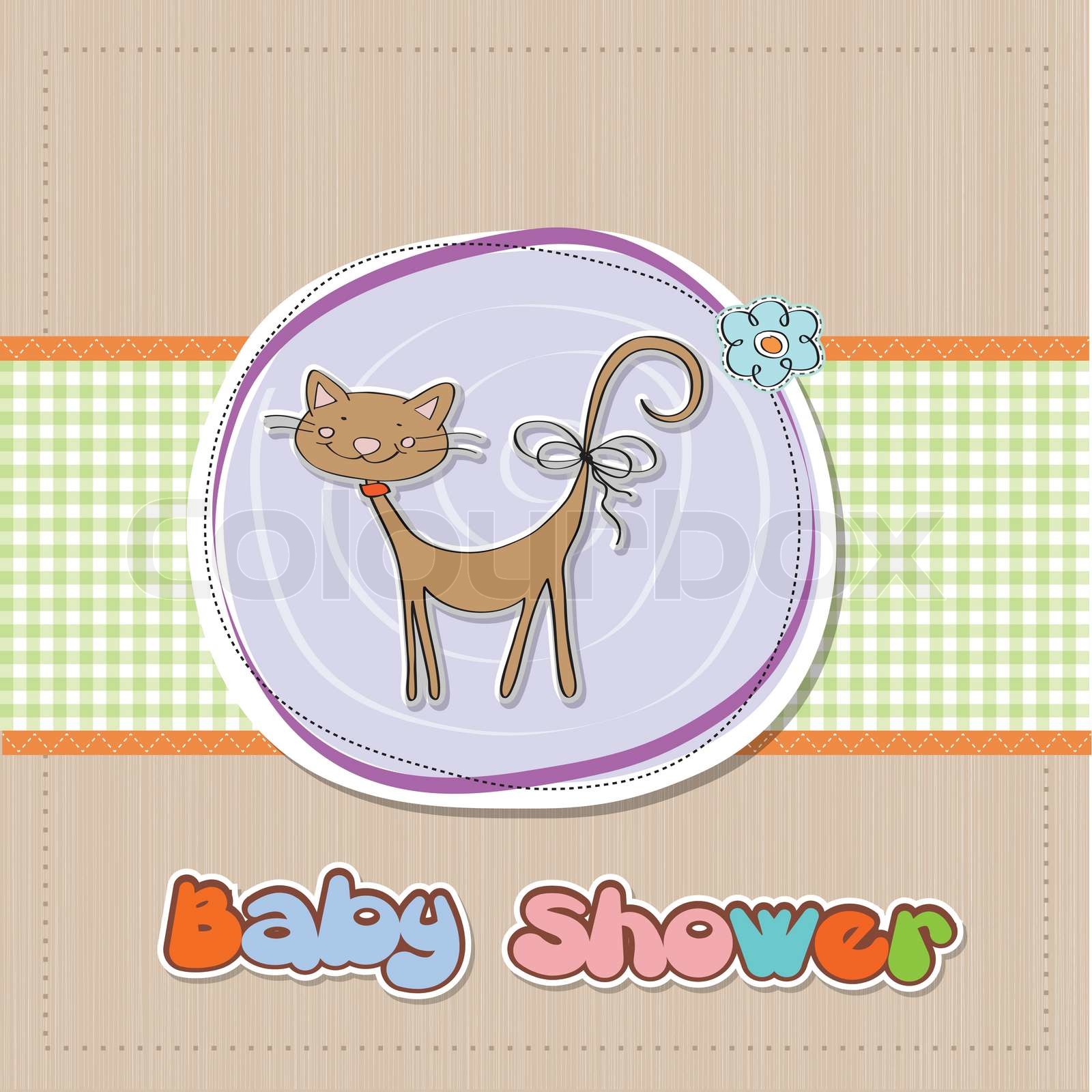 baby shower card with cat Stock vector Colourbox