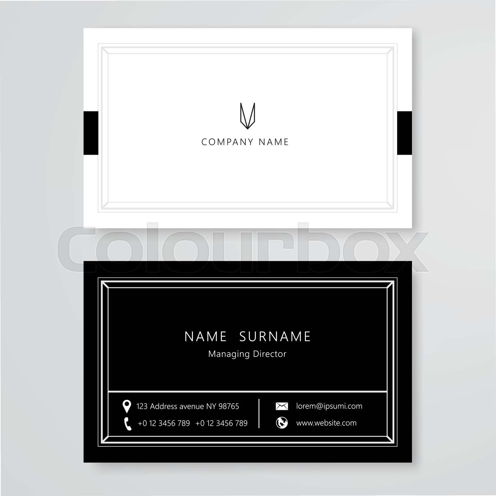 White and black business card clean design vector template | Stock