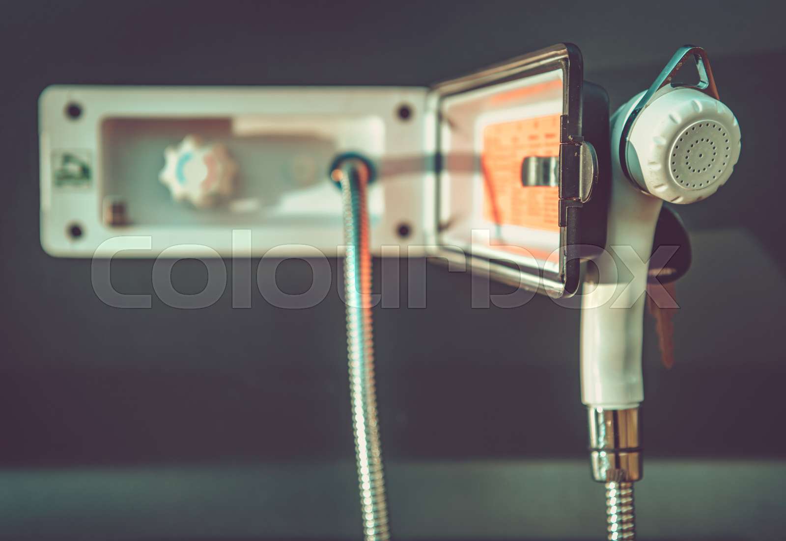 Camper Van Outside Shower Head Stock image Colourbox