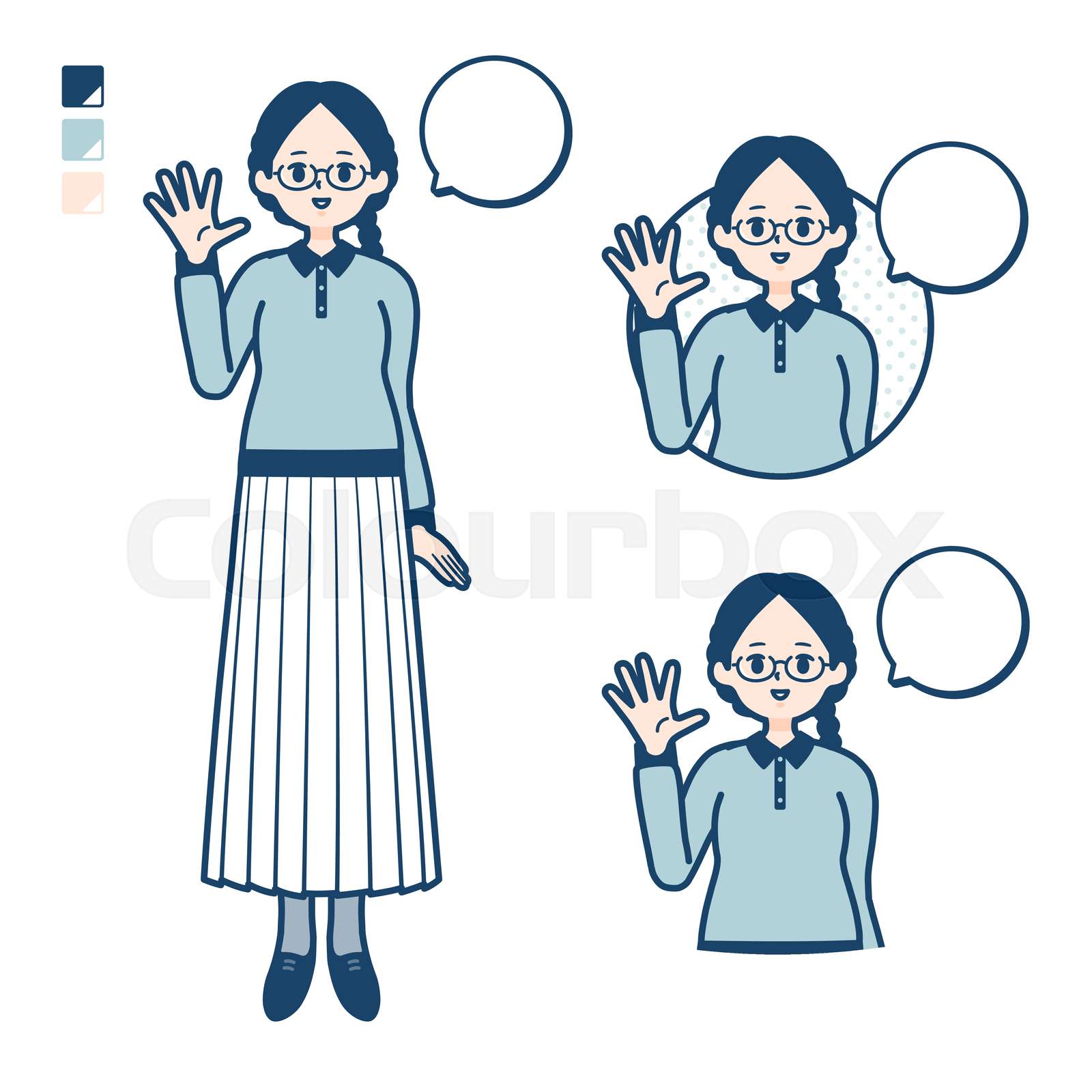 A young woman with glasses with greeting images Stock vector Colourbox