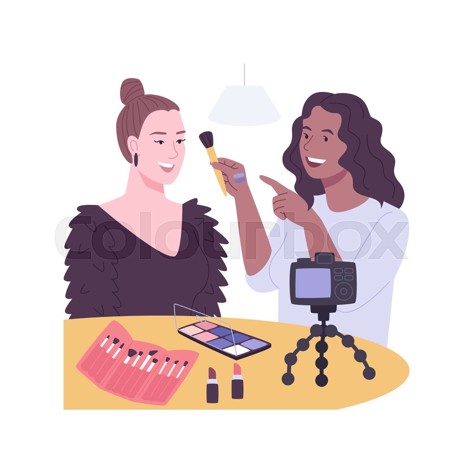 Makeup tutorial isolated cartoon vector illustrations. Stock vector Colourbox