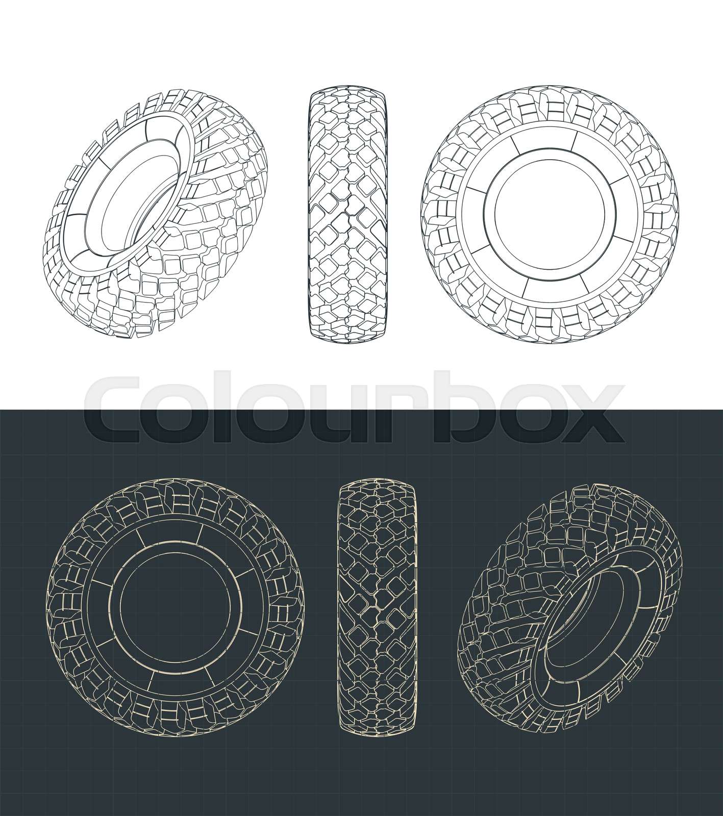Truck tire blueprints Stock vector Colourbox