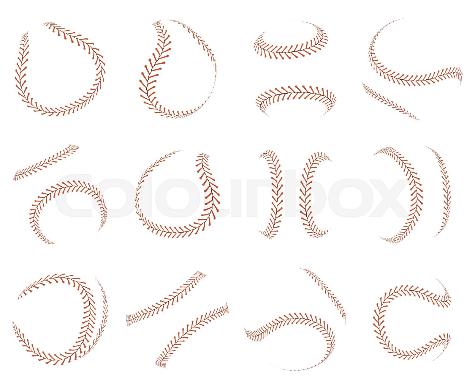 Baseball, softball stitches, sport ball red laces. Sport ball red