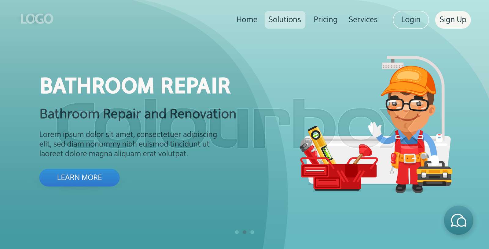 Bathroom Repair site Template Stock vector Colourbox