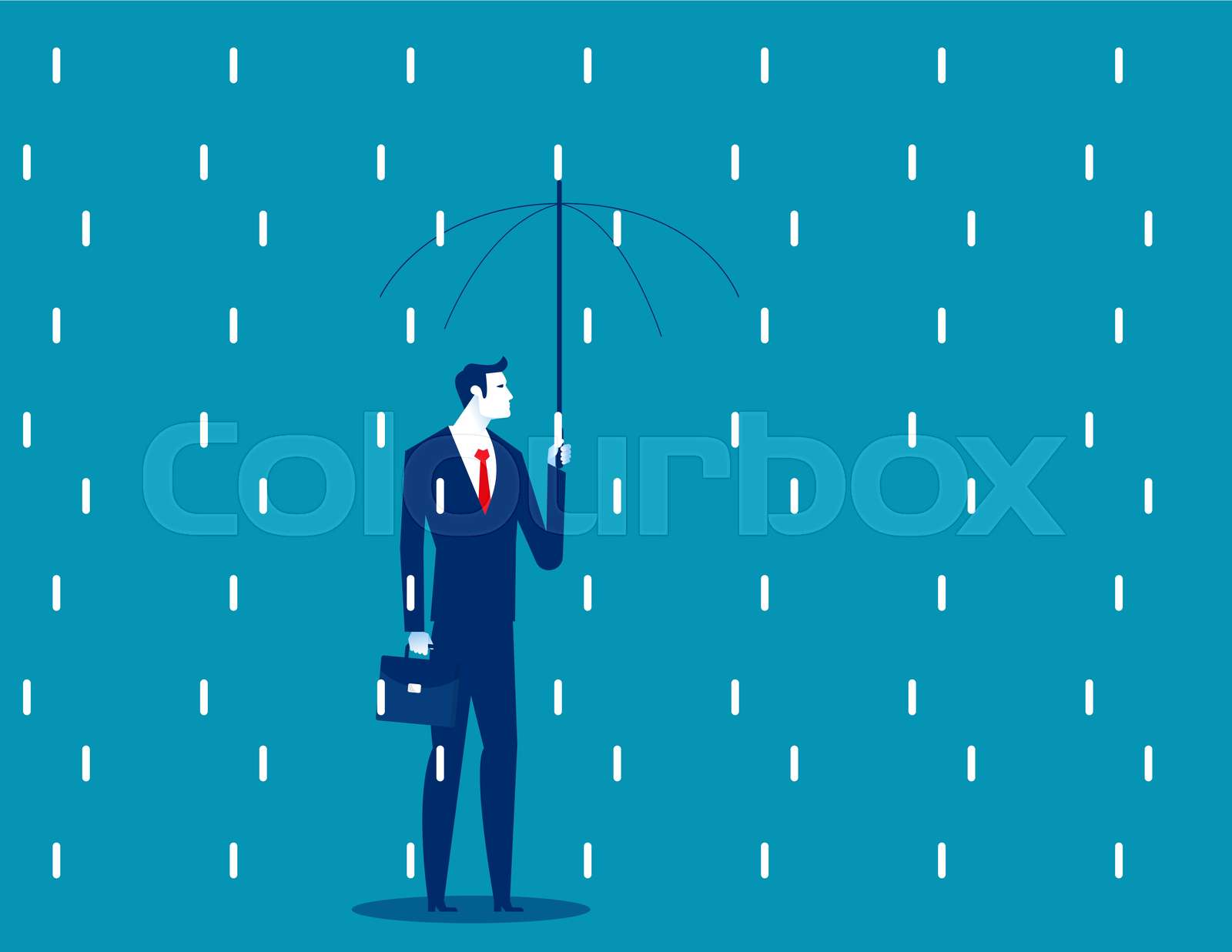 A man holding broken umbrella. Business vector illustration concept