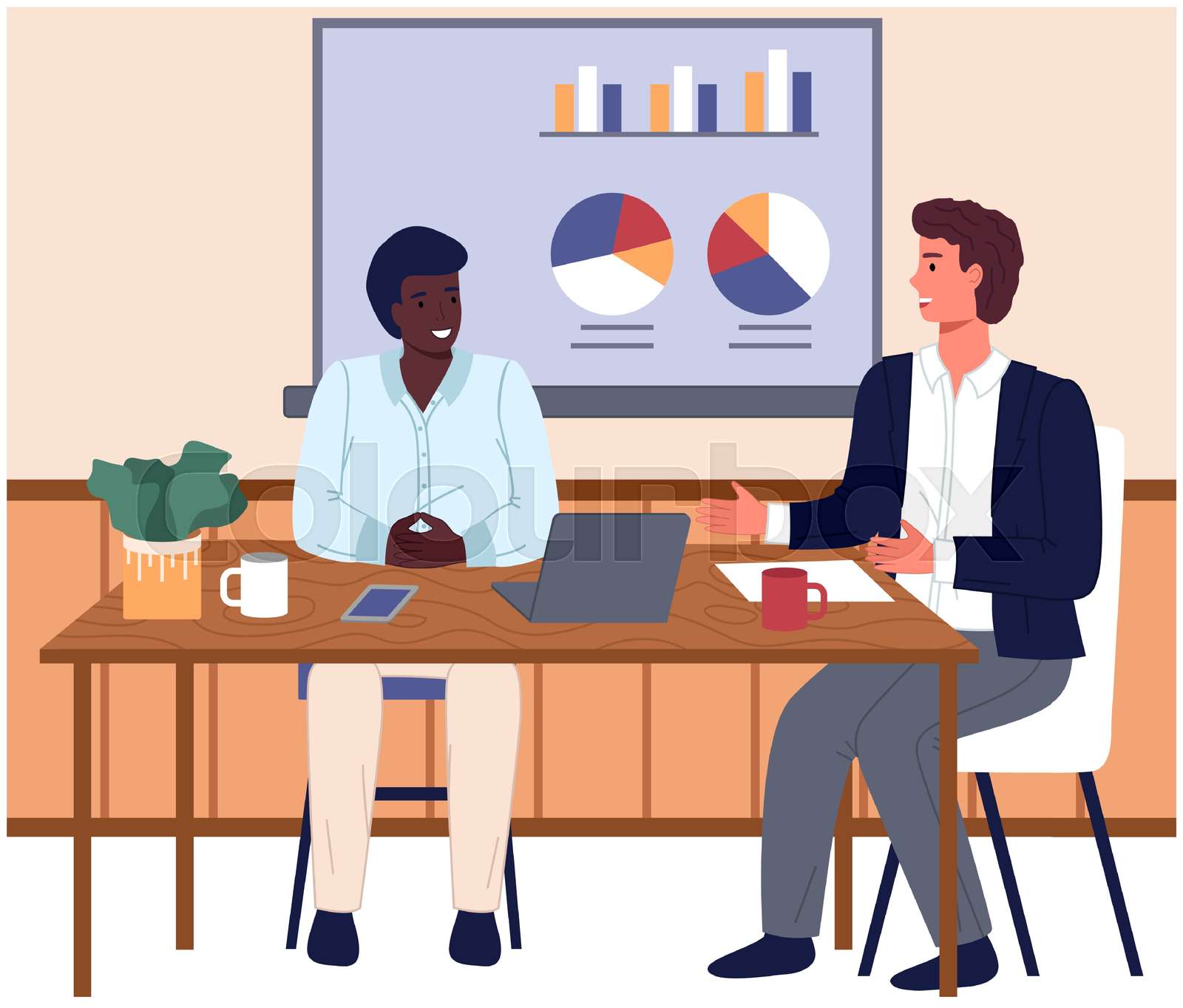 Office workers. Coworkers. Colleagues discuss project teamwork. Office