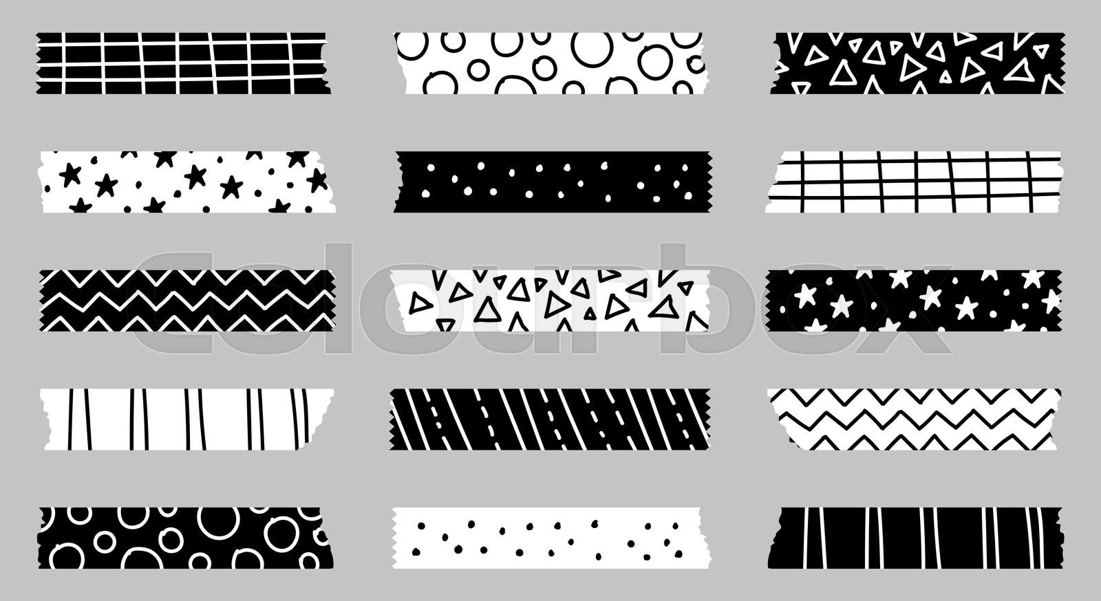 Set of black and white geometric patterned washi tape strips | Stock ...