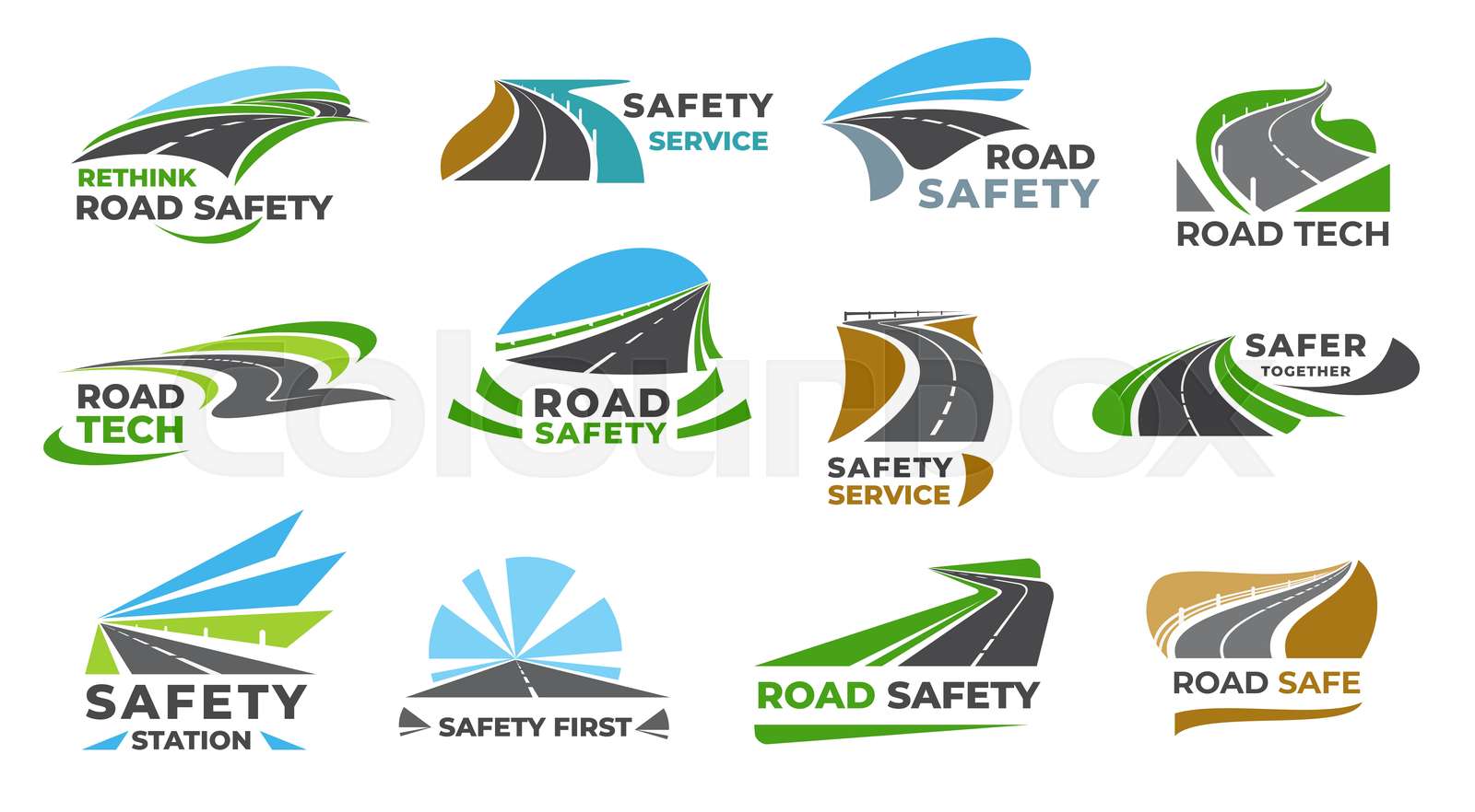 Safety road highway, pathway of car traffic icons | Stock vector ...