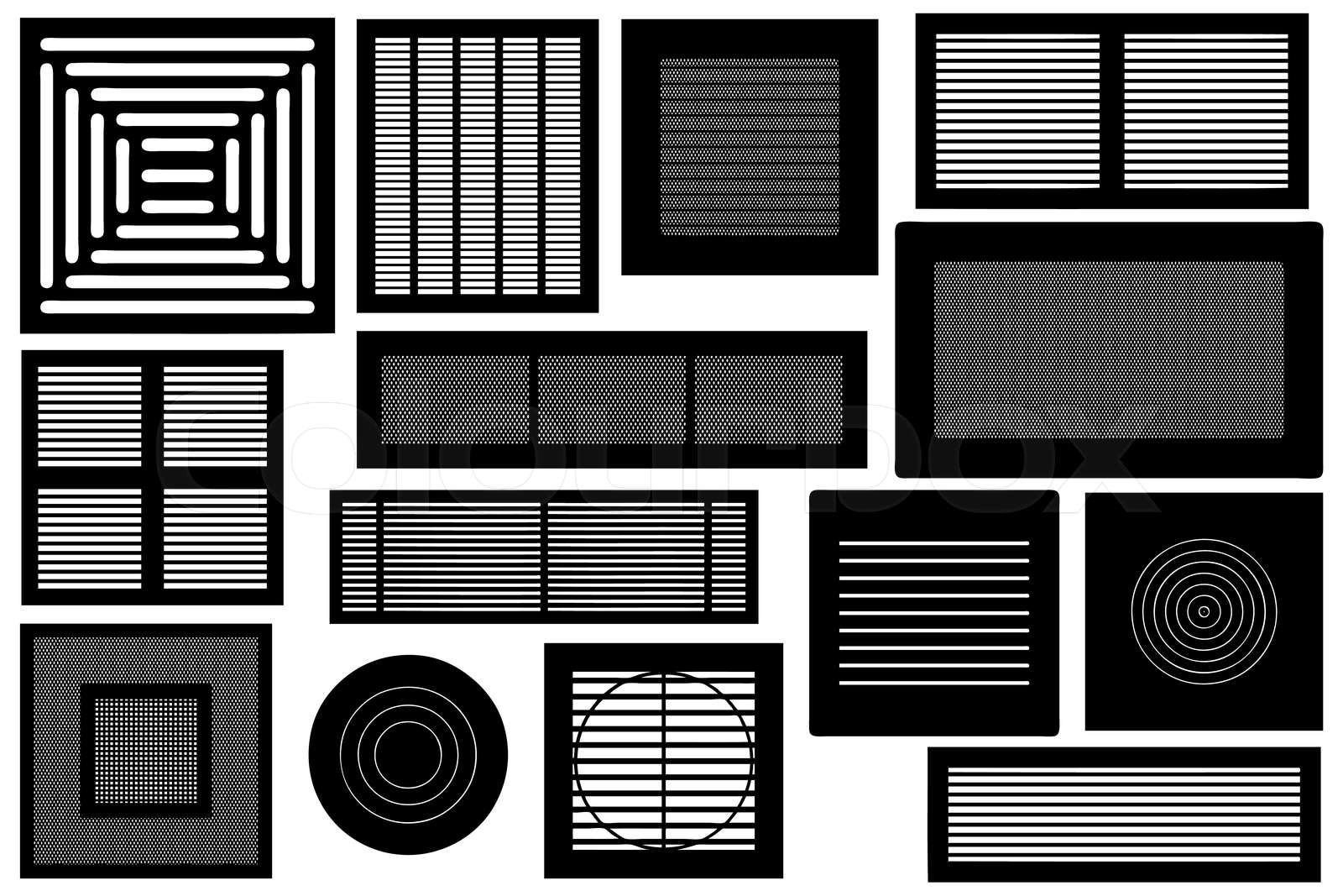 Collection of different ventilations grilles Stock vector Colourbox