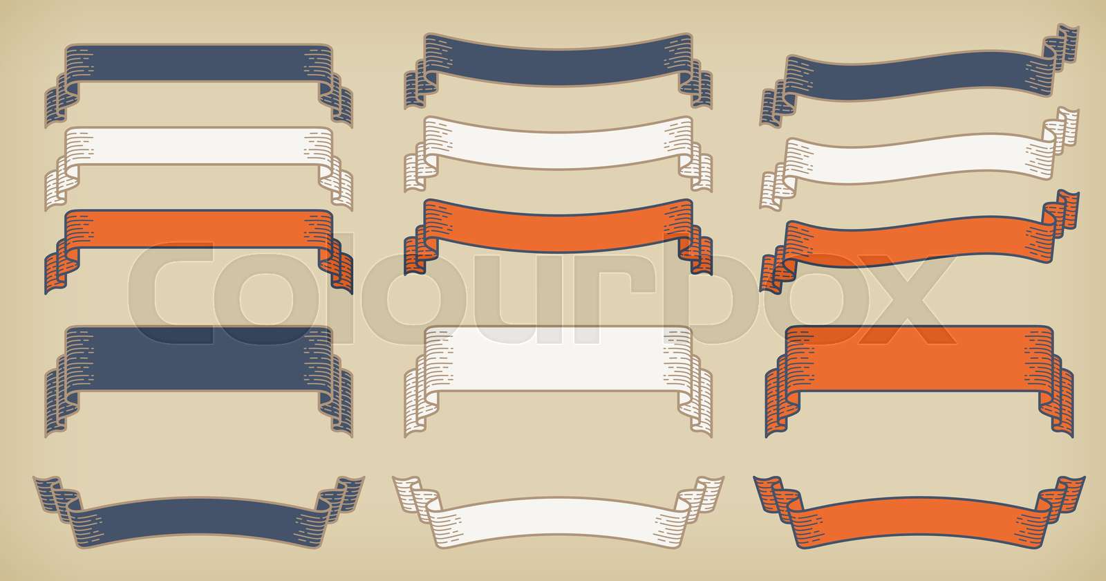 A retro design horizontal label set. | Stock vector | Colourbox