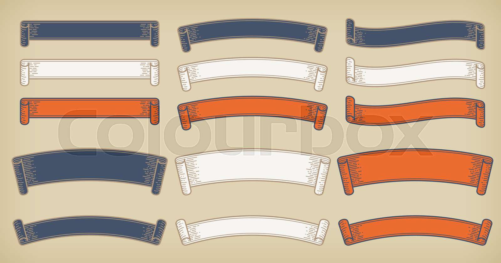 A retro design horizontal label set. | Stock vector | Colourbox