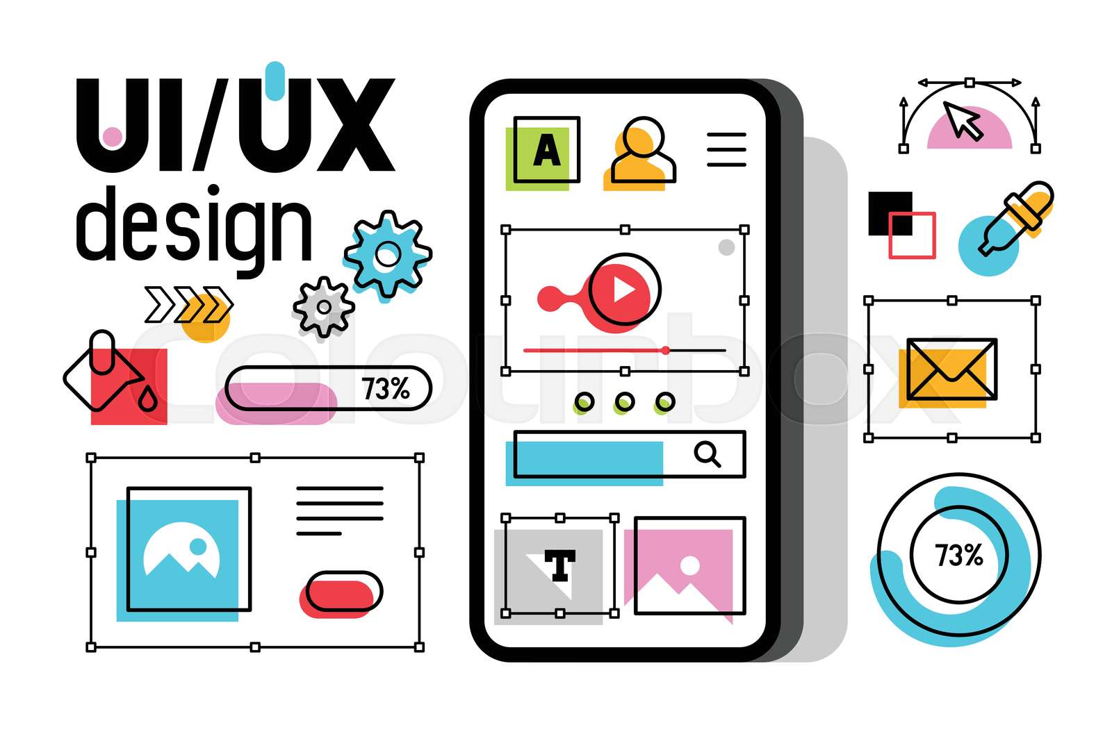 Mobile with UI-UX development design concept | Stock vector | Colourbox