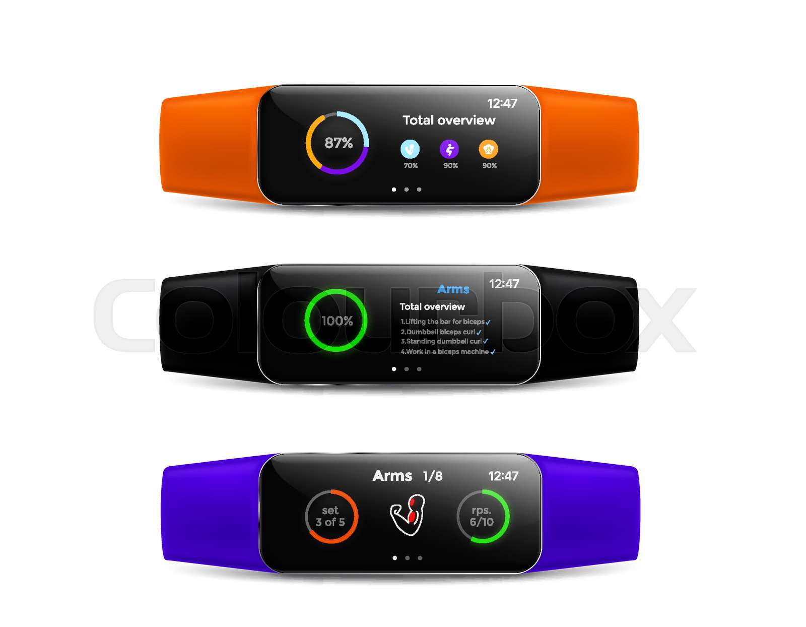 Fitness tracker display screen interface Stock vector Colourbox