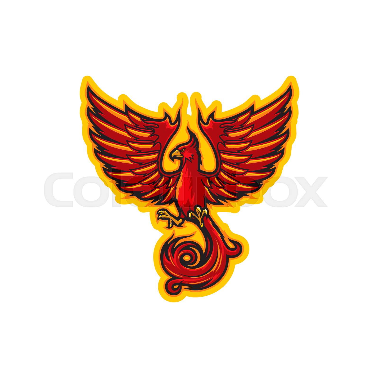 Phoenix bird mascot, sport team league club emblem Stock vector
