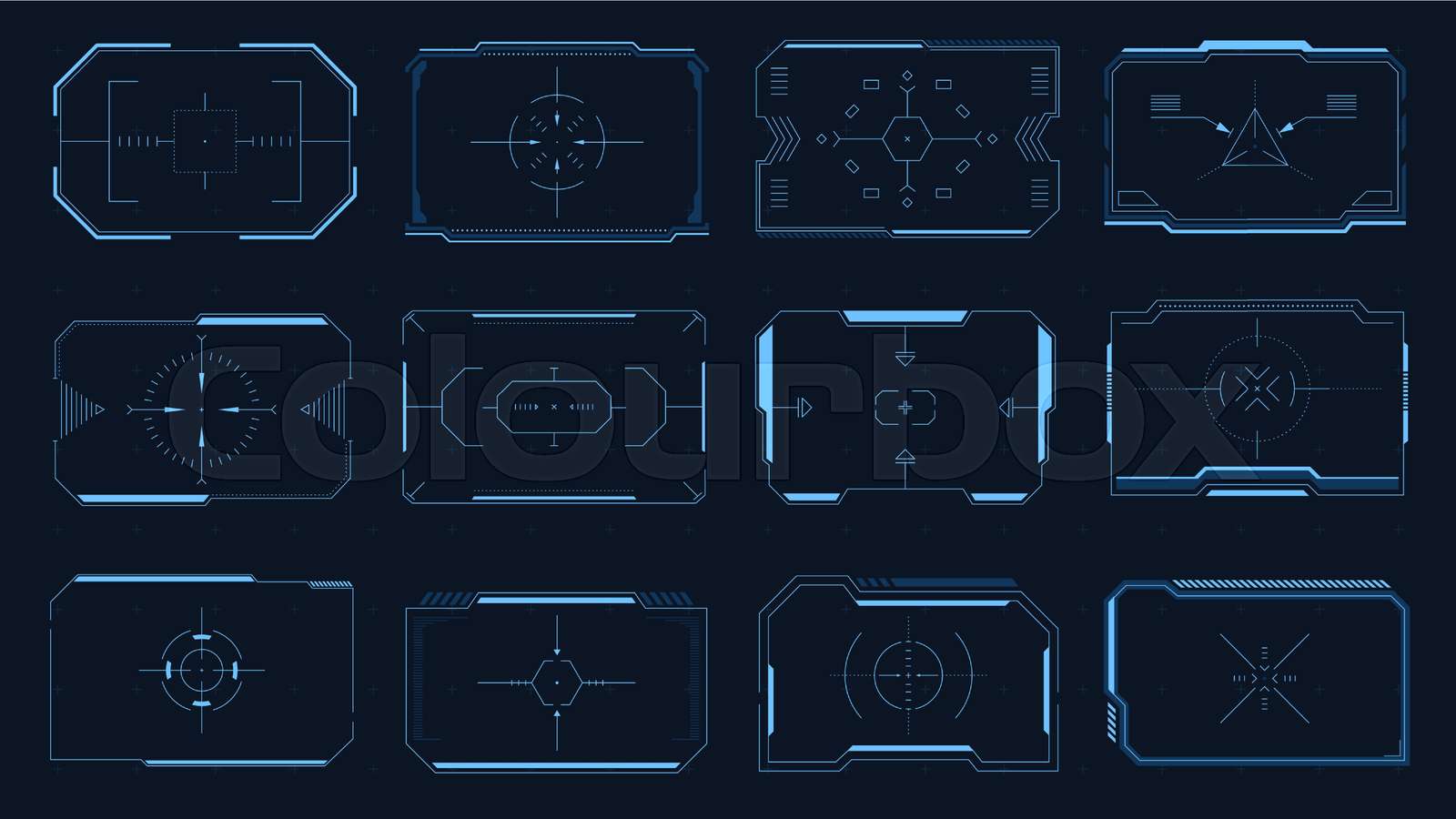 HUD square target. Futuristic user interface frames and borders, Sci-Fi ...