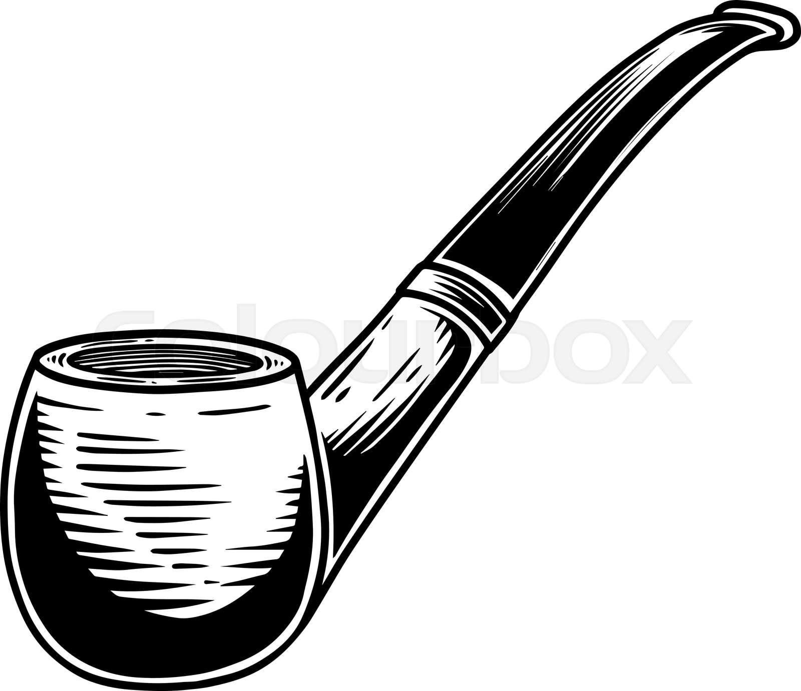 Illustration of smoking pipe. Design element for logo, label, sign
