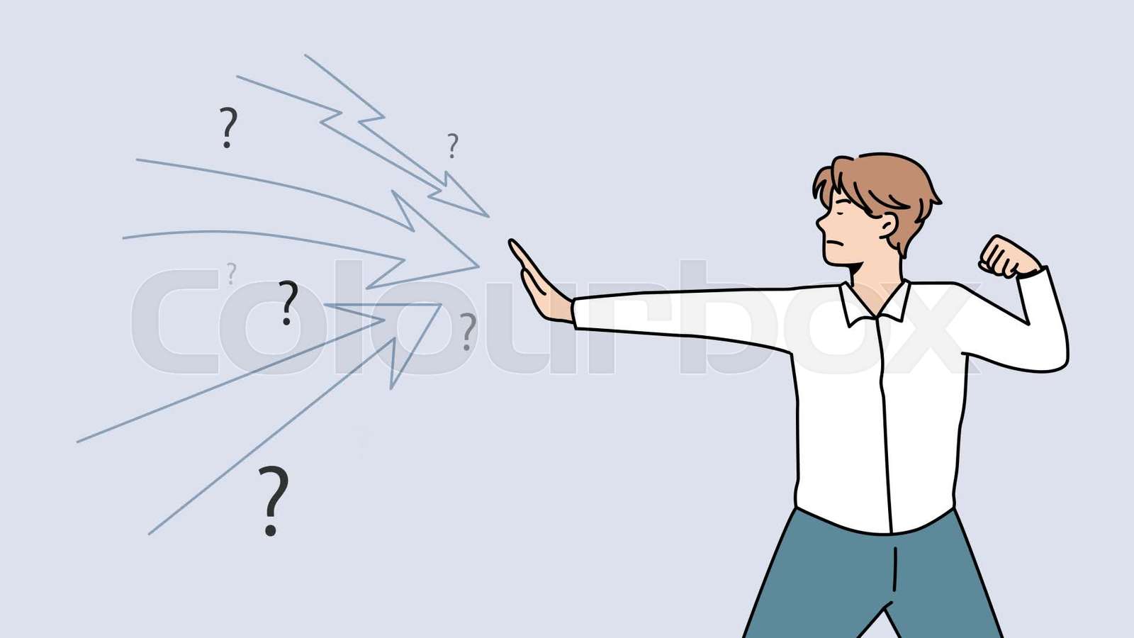 Man fighting arrows with question marks Stock video Colourbox