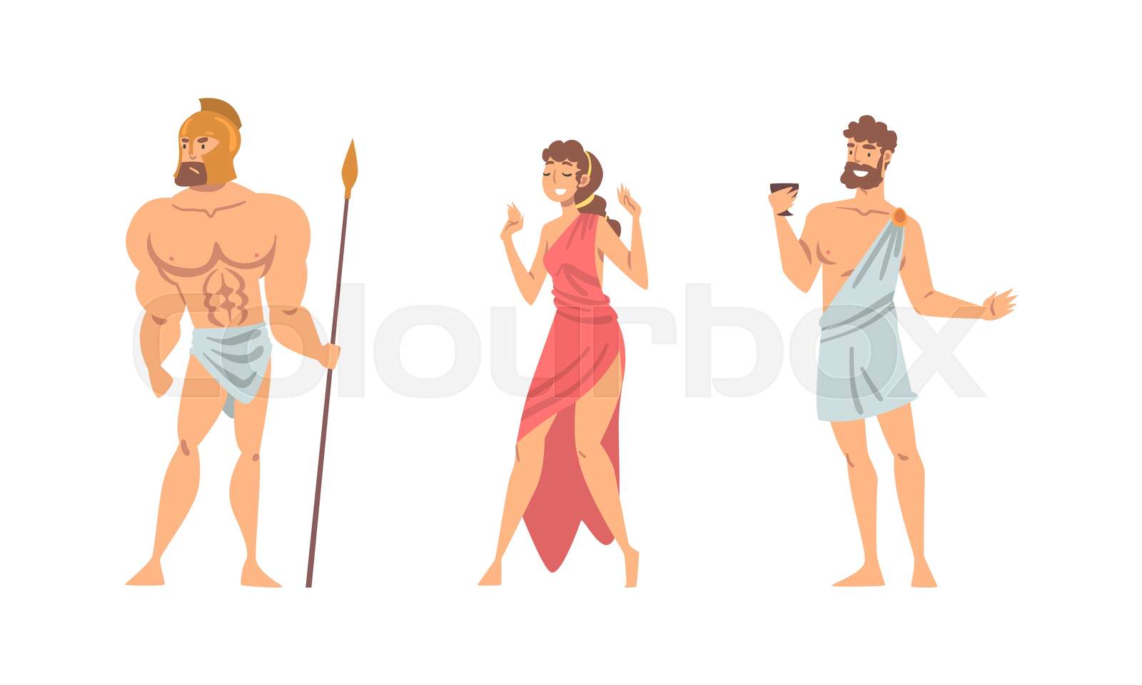 Ancient Greek people in traditional clothes set cartoon vector ...