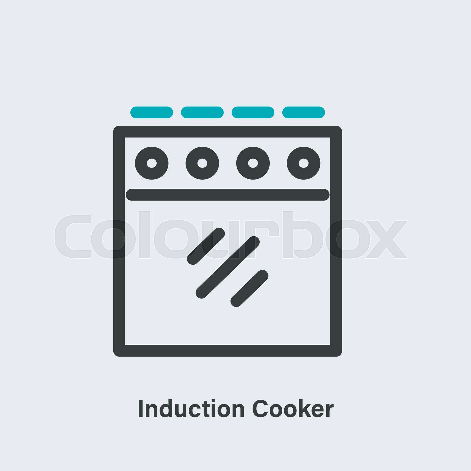 Induction cooker isolated two colored linear vector icon Stock vector