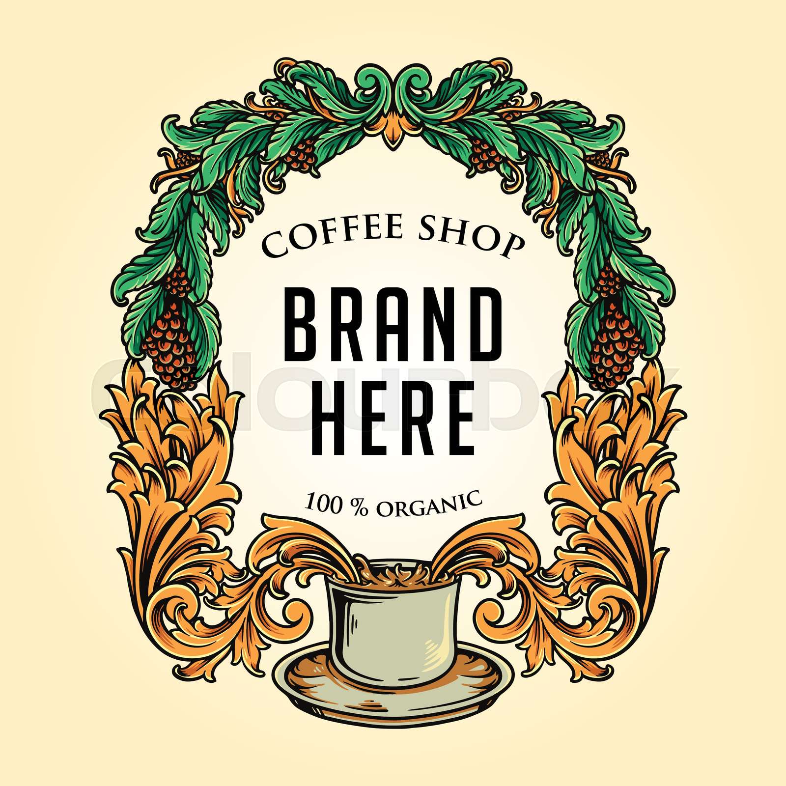 Luxury Coffee Shop Frame Vintage Stock Vector Colourbox