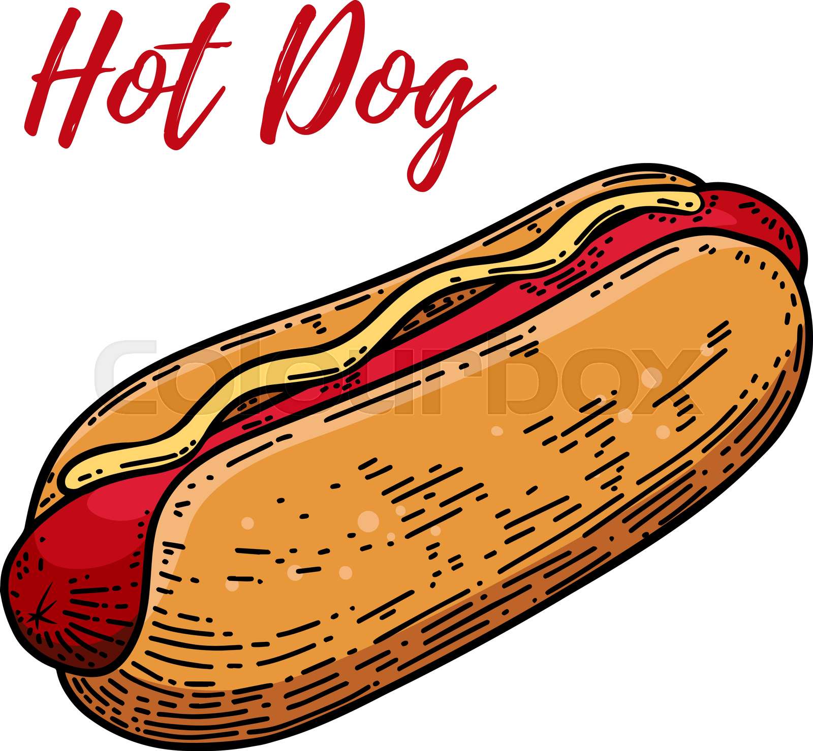 Illustration Of Hot Dog In Engraving Style Design Element For Logo 