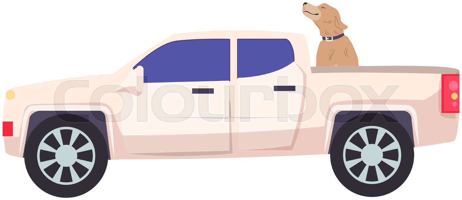 Cute dog sitting and smiling in car. Pet, domestic animal traveling in