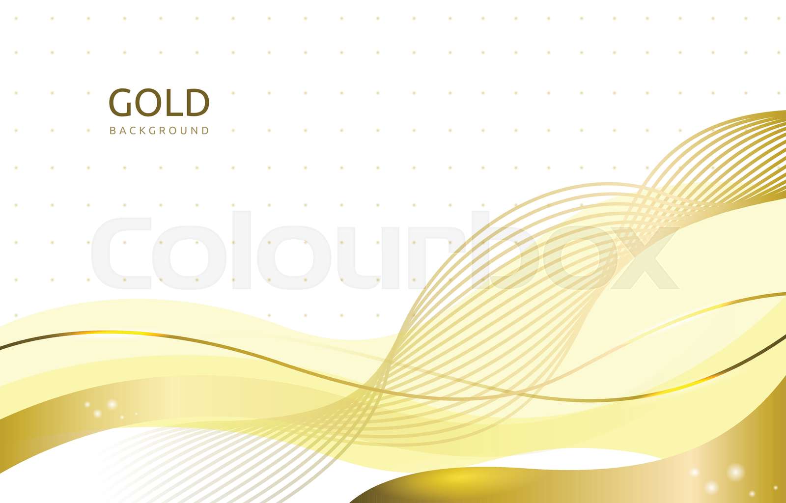 Gold White Background Shiny Sparkling Golden Line Wave | Stock vector