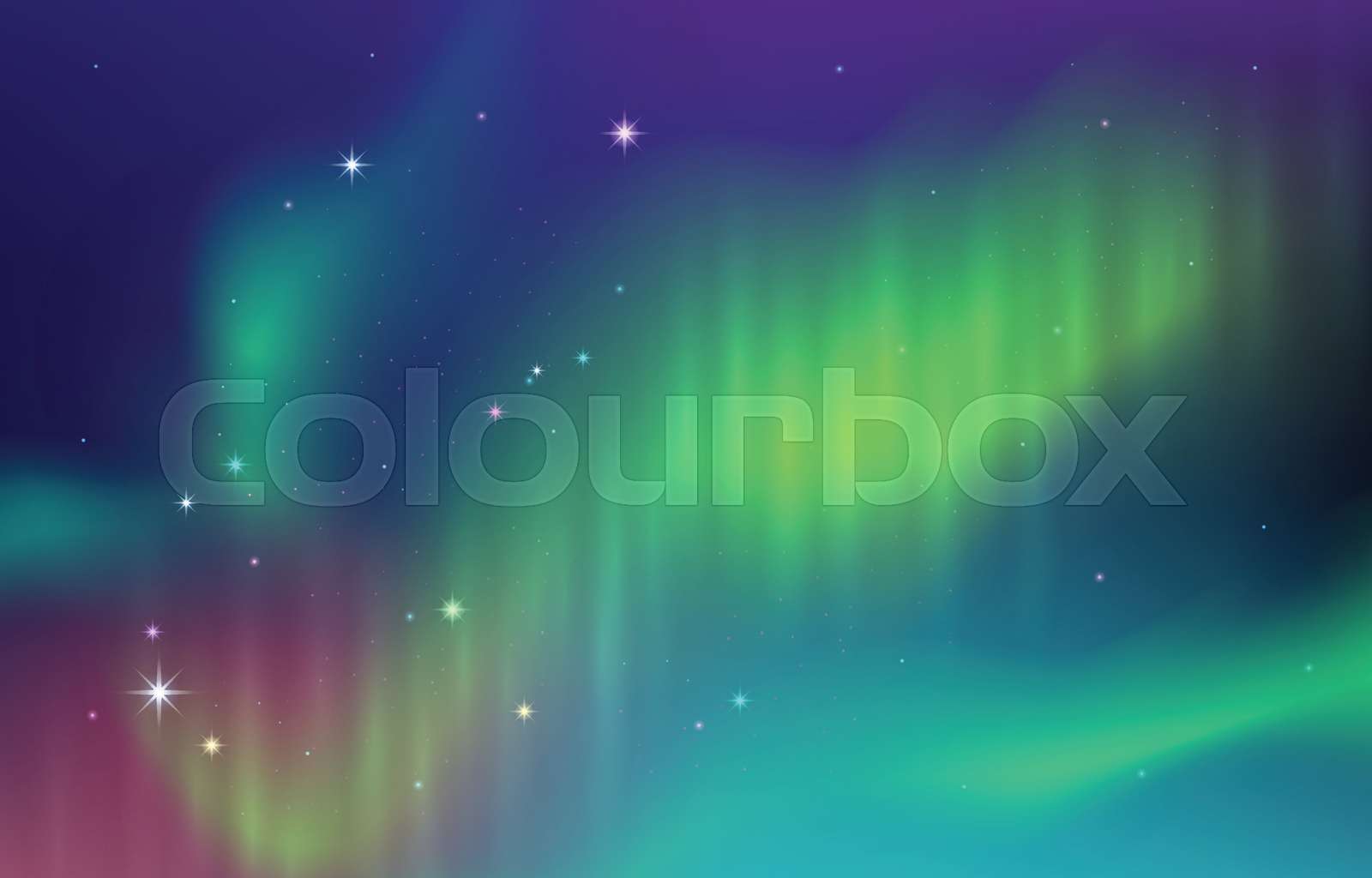 Beautiful Aurora Nothern Light Night Sky Background Stock Vector