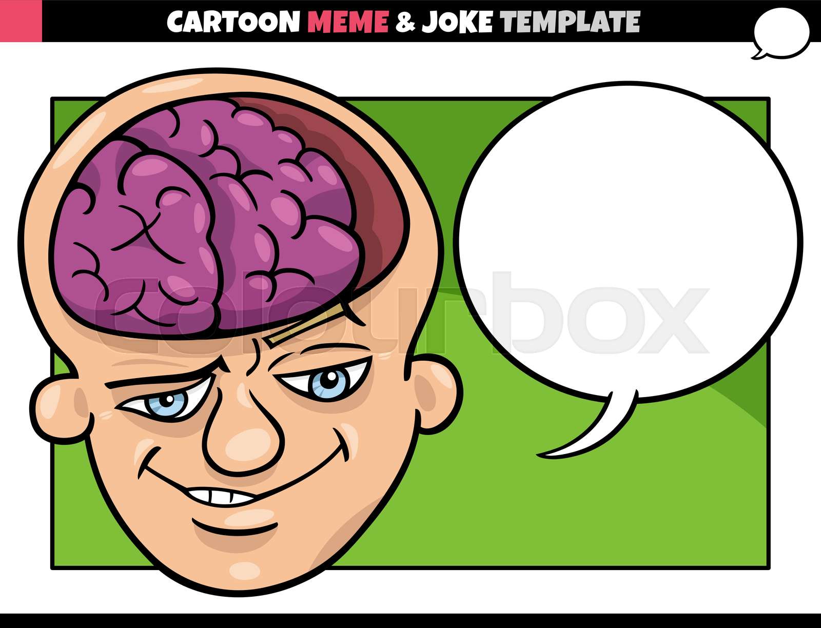 cartoon meme template with brain man | Stock vector | Colourbox