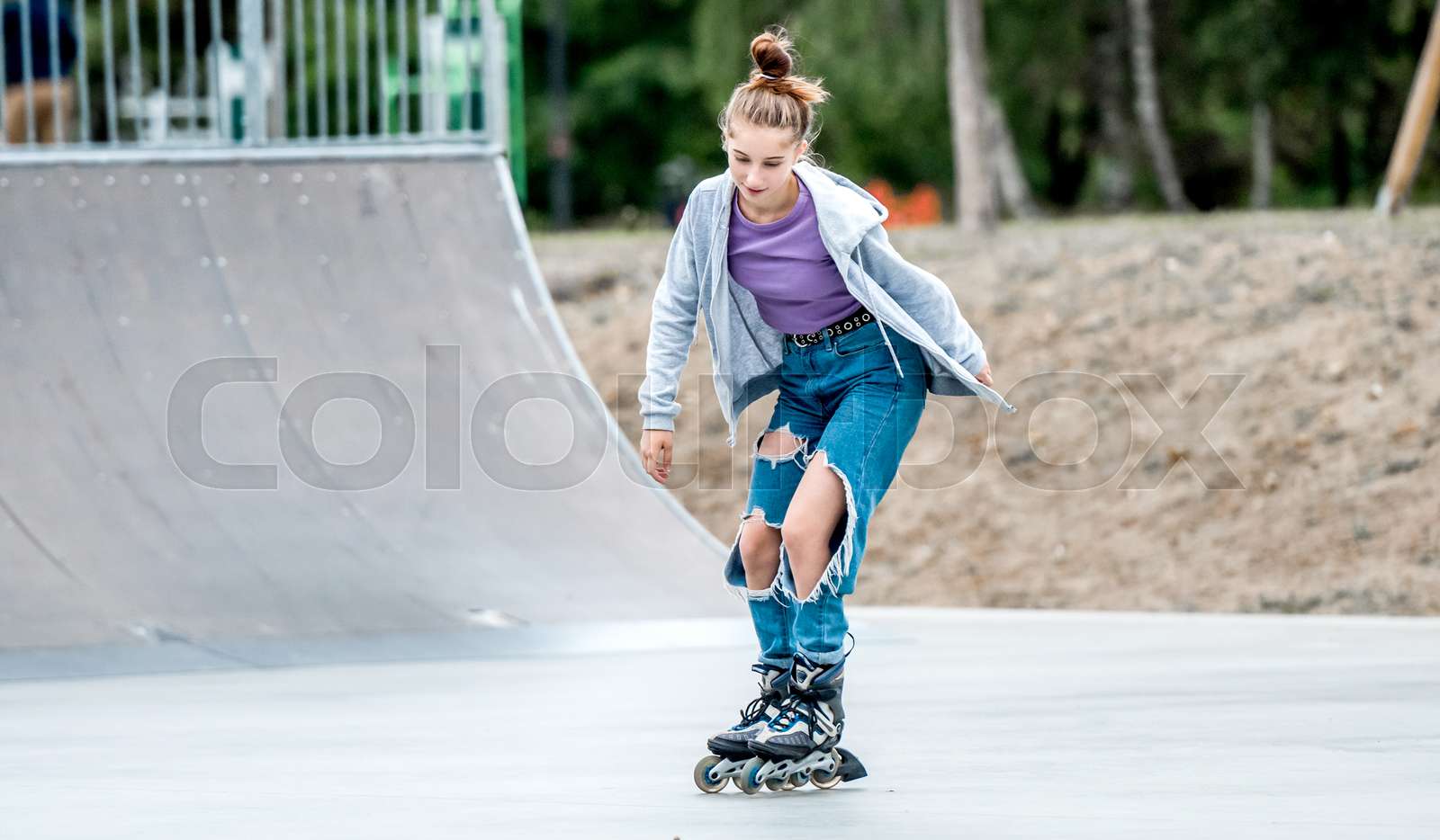 Girl roller skater Stock image Colourbox