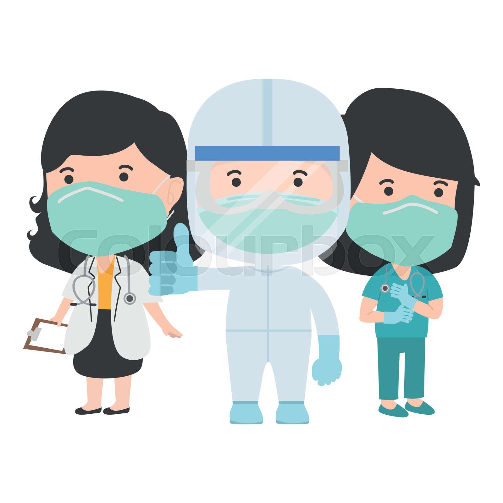 Doctors staff wearing medical masks Stock vector Colourbox