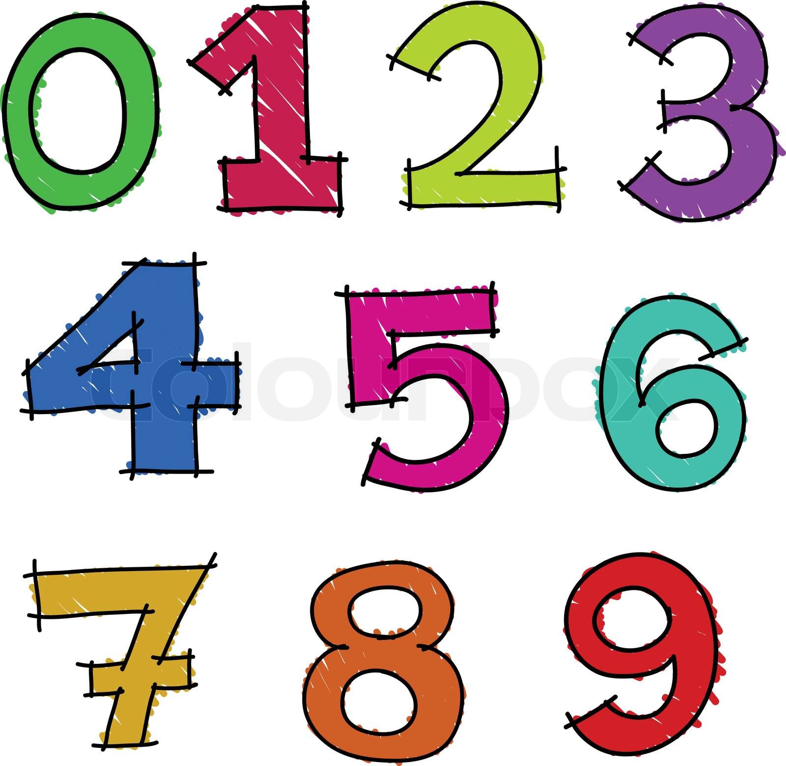 Håndtegnede vektor nummer breve Stock vektor Colourbox