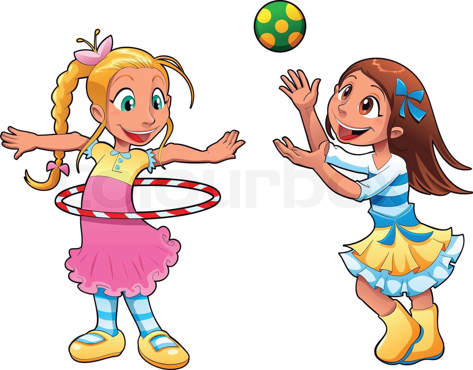 Two girls are playing. | Stock vector | Colourbox