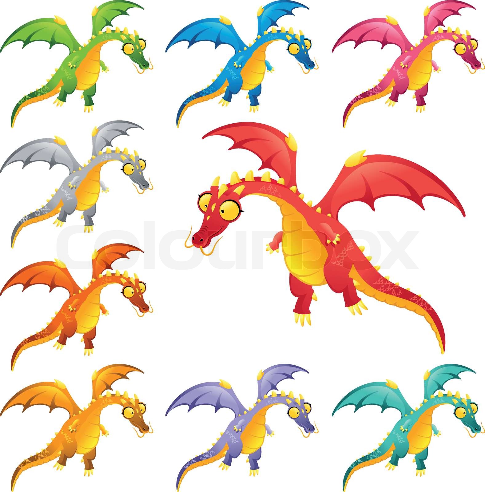 Set of colored dragons. | Stock vector | Colourbox